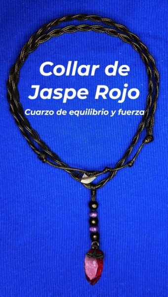 Collar Vibra En 1 Piedra Jaspe Rojo