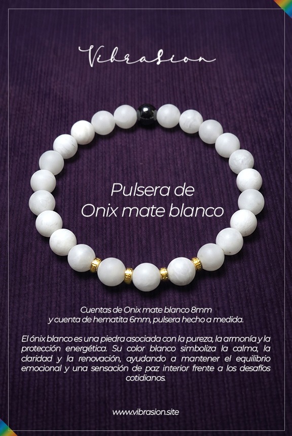 Pulsera de Ónix Blanco Mate - Imagen 3