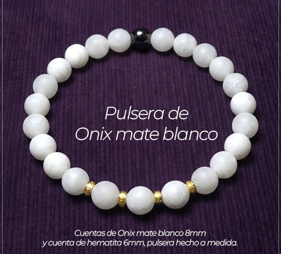 Pulsera de Ónix Blanco Mate
