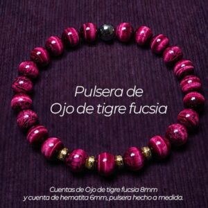 Pulsera de Ojo de Tigre Fucsia